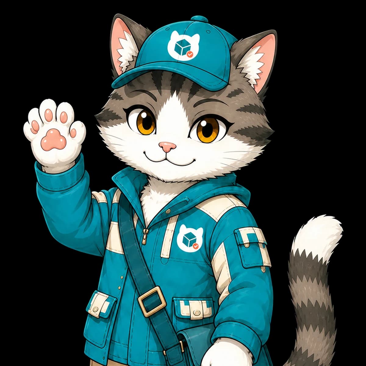 Maoshuai, o gato mascote da MaoMaoBuy, acenando
